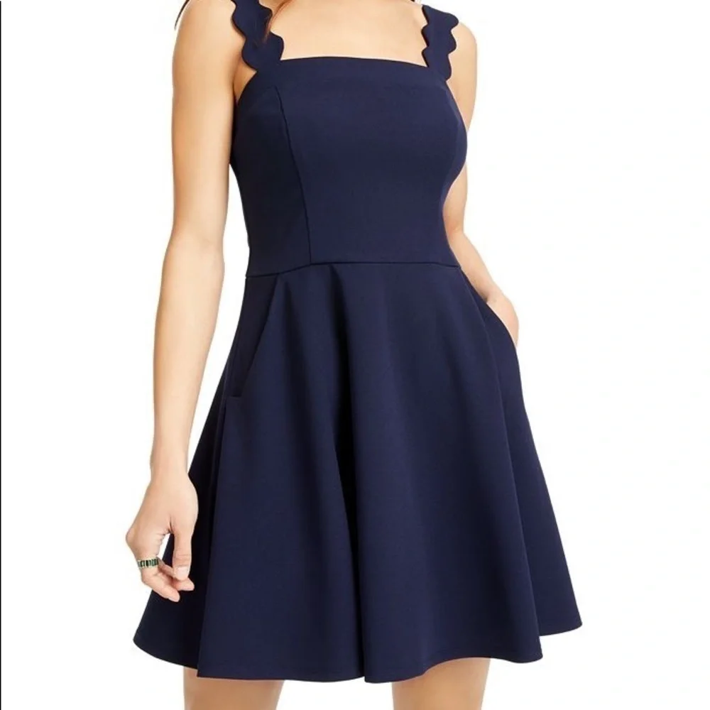 💙NWT,City Vibe from Dillard’s, Navy Blue Fit & Flare w/POCKETS, Cool Straps!